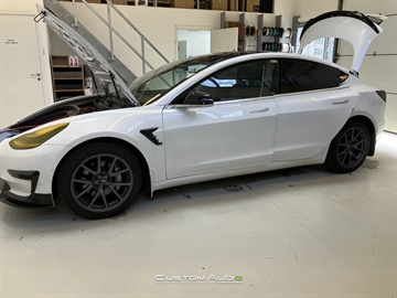 Tesla med vild subwoofer